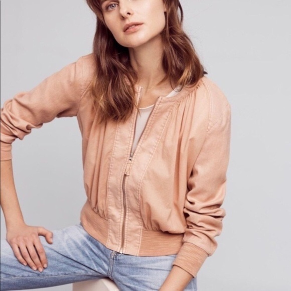 NWT Anthropologie Hei Hei Peach Bomber Jacket